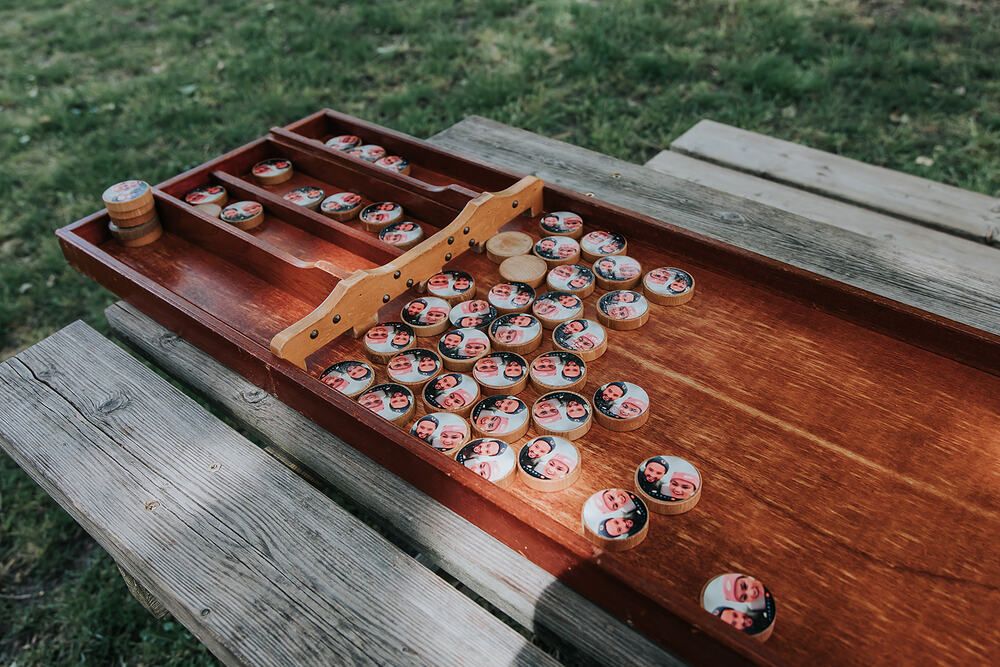 Sjoelen met foto´s voor bruiloft